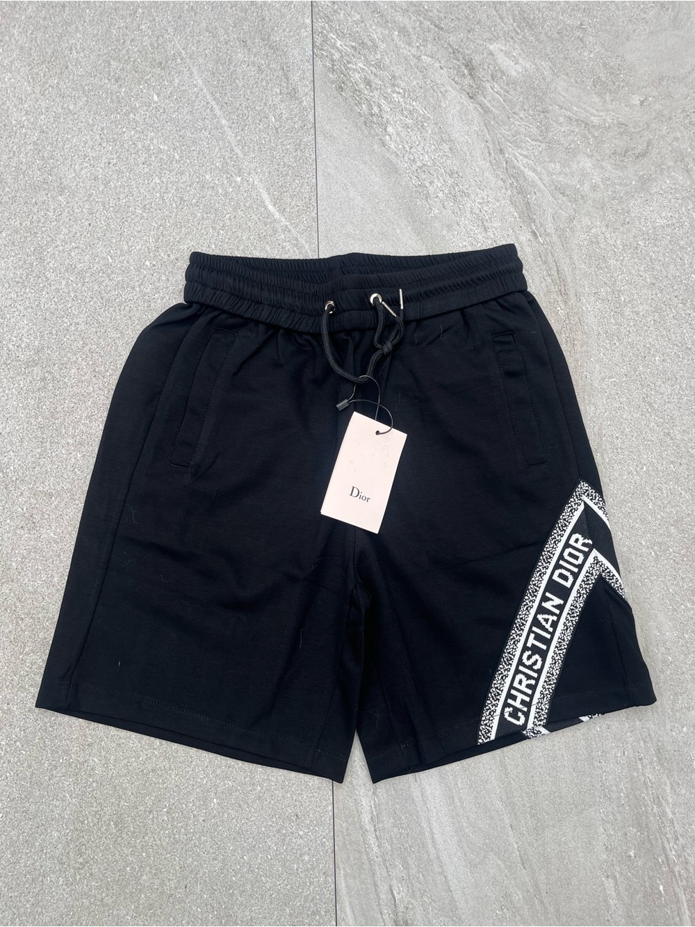 Dior Black Men’s Logo-Strip Athletic Drawstring Shorts
